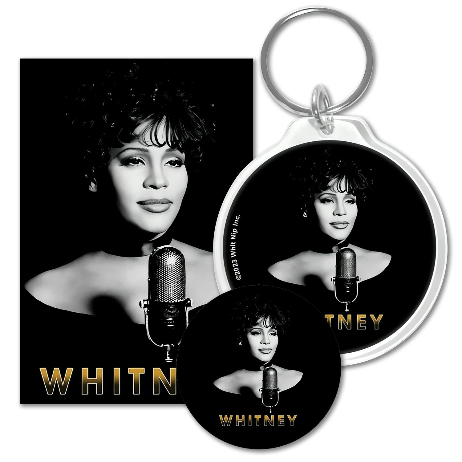 Whitney Houston Microphone, Keychain Magnet Bundle Save $3